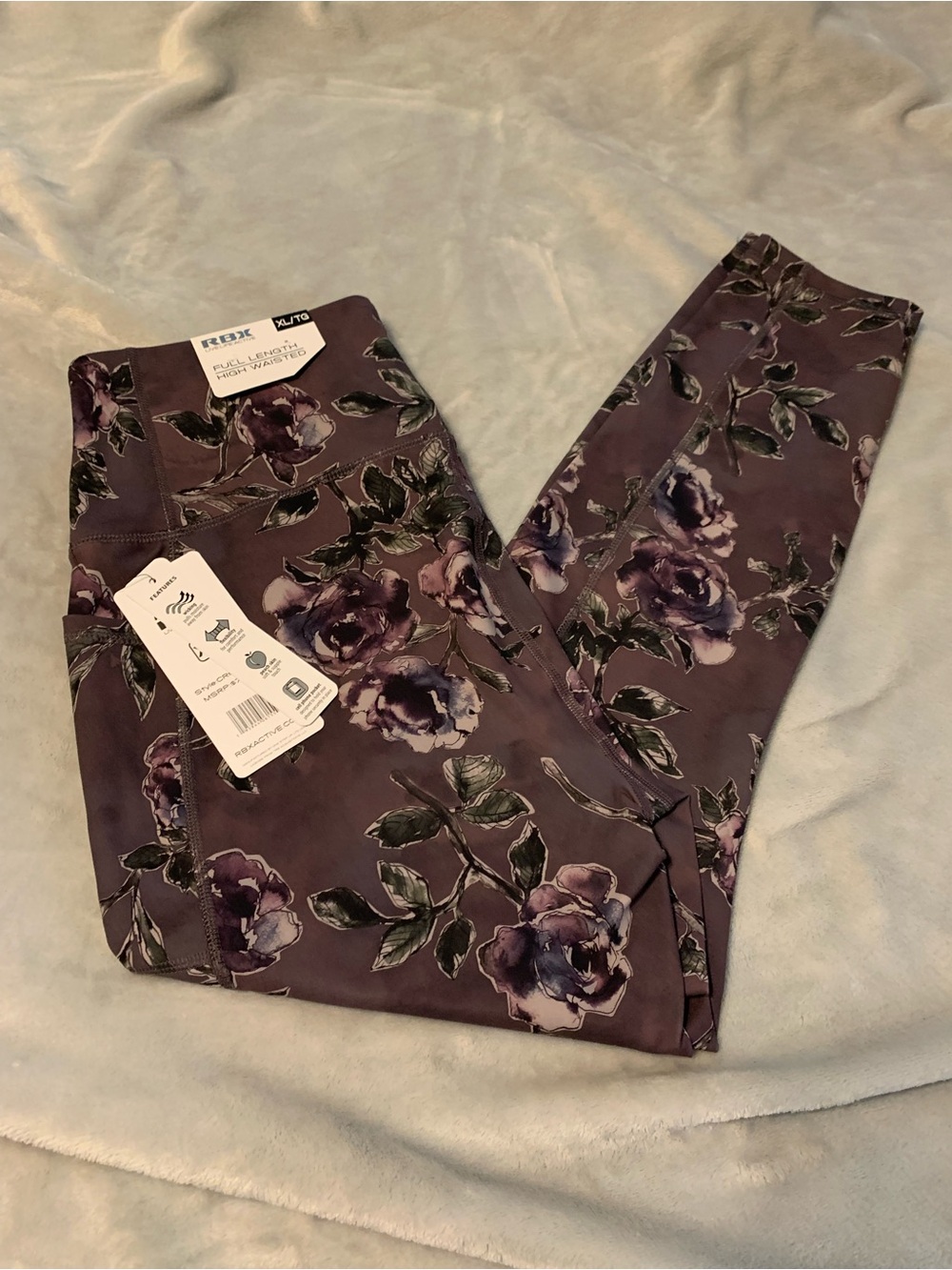 Floral Print Purple Active Leggings RBx xl - Picture 1 of 3